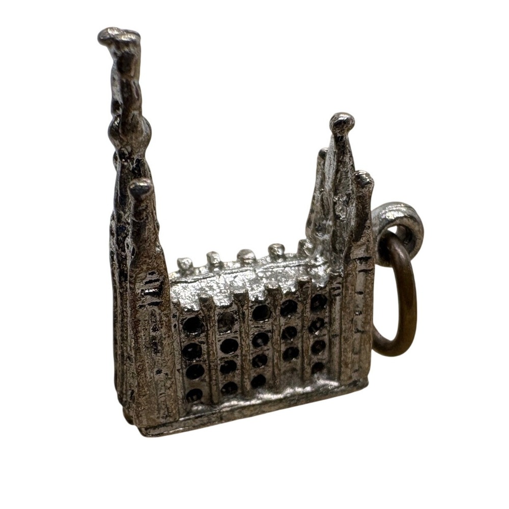 Vintage Silver Tone Mormon Temple Salt Lake City Charm 3.8g Souvenir Pendant